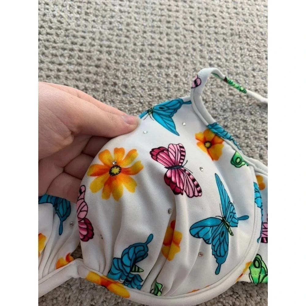 Gossip Multi-Colored Butterly Rhinestone Bikini Top